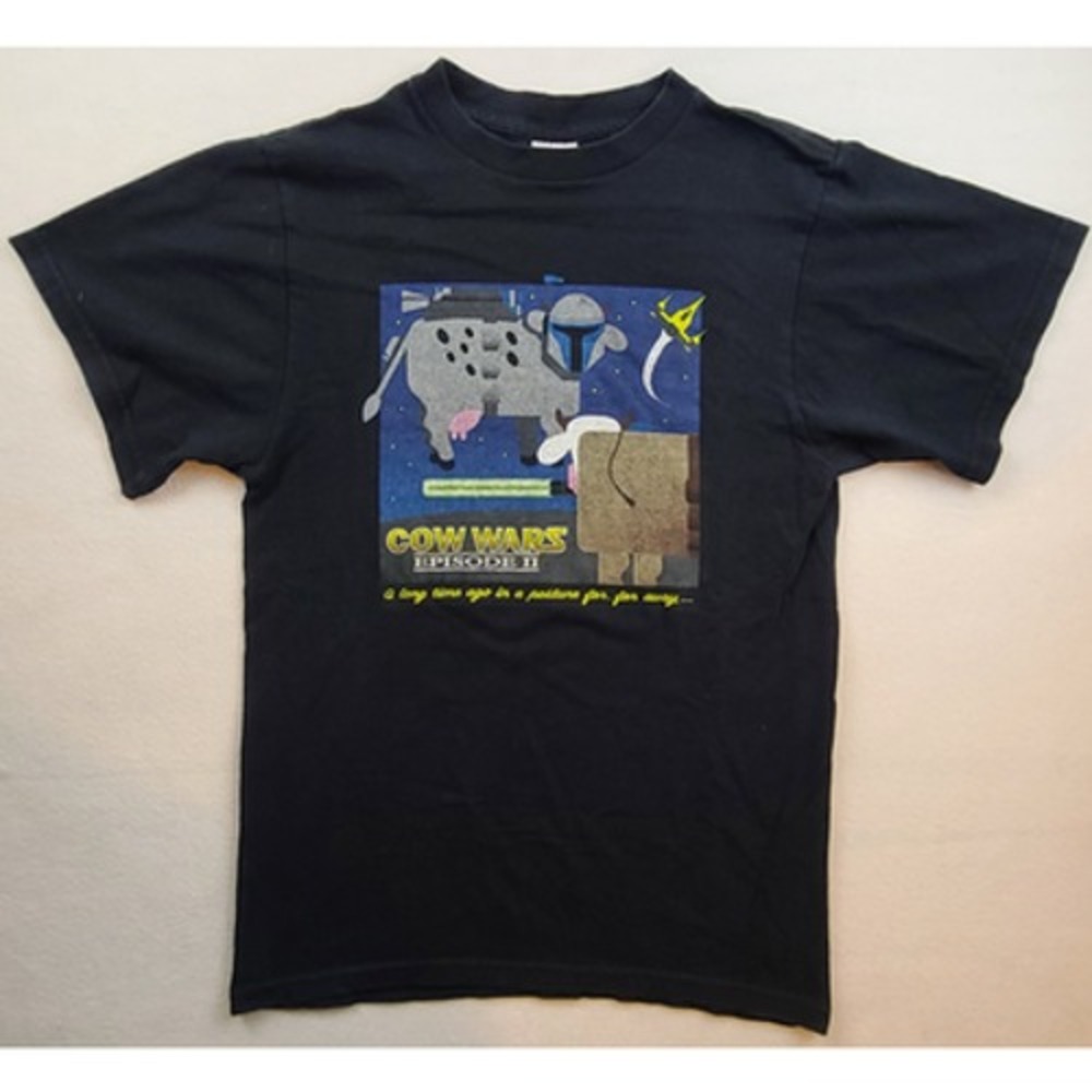 Cow Wars Episode II Star Wars Parody T Shirt Black Small Cows Inc 2002 Rare